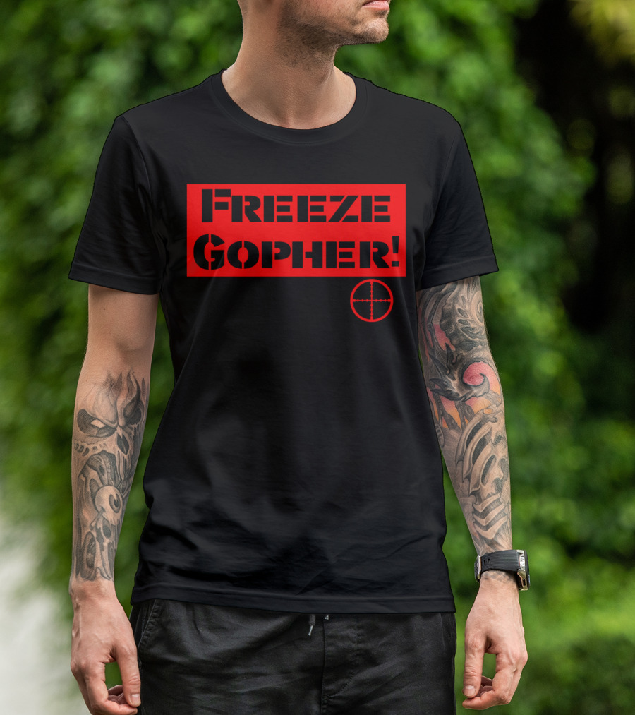 Freeze Gopher Red Stencil With Crosshair Target T-Shirt