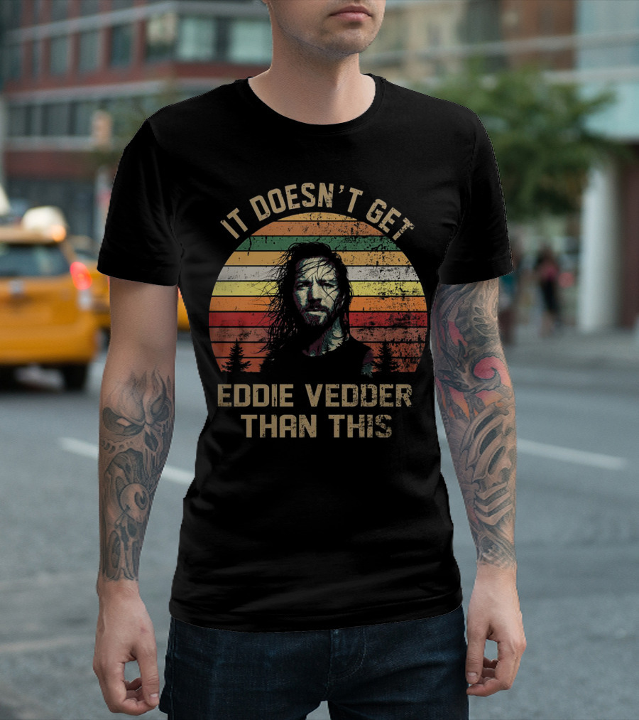 It Doesn't Get Eddie Vedder Than This Vintage Striped Sunset Forest T-Shirt