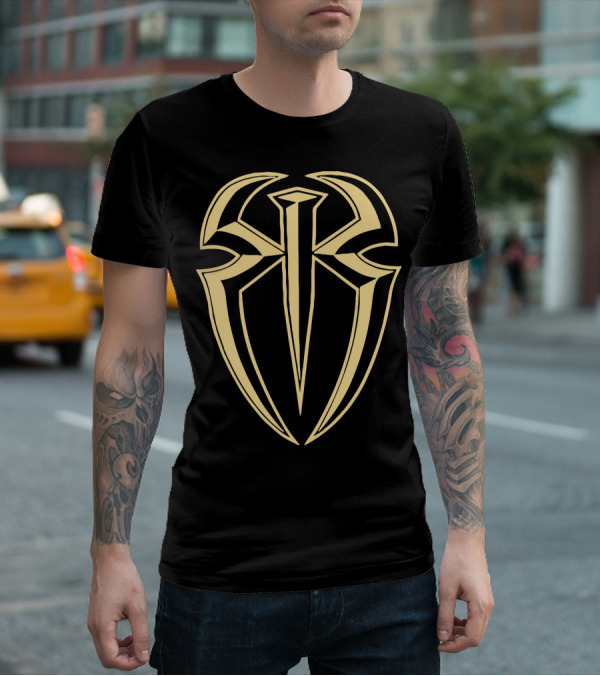 Roman Reigns Gold Tribal Crest Logo WWE Merchandising T-Shirt