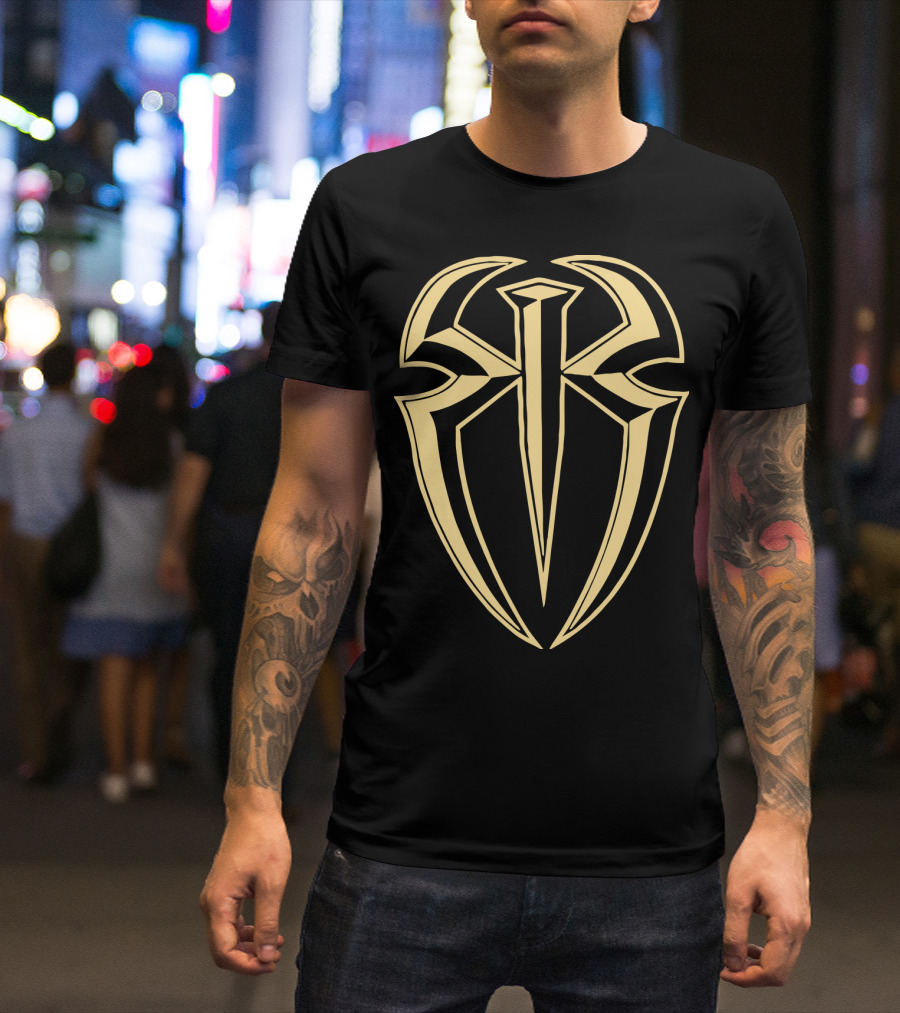 Roman Reigns Gold Tribal Crest Logo WWE Merchandising T-Shirt
