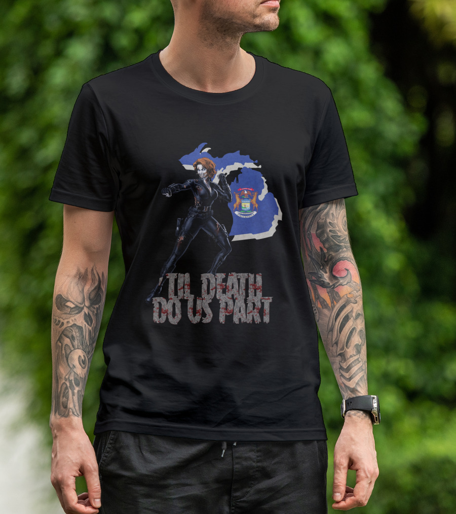 Til Death Do Us Part Black Widow Michigan State T-Shirt