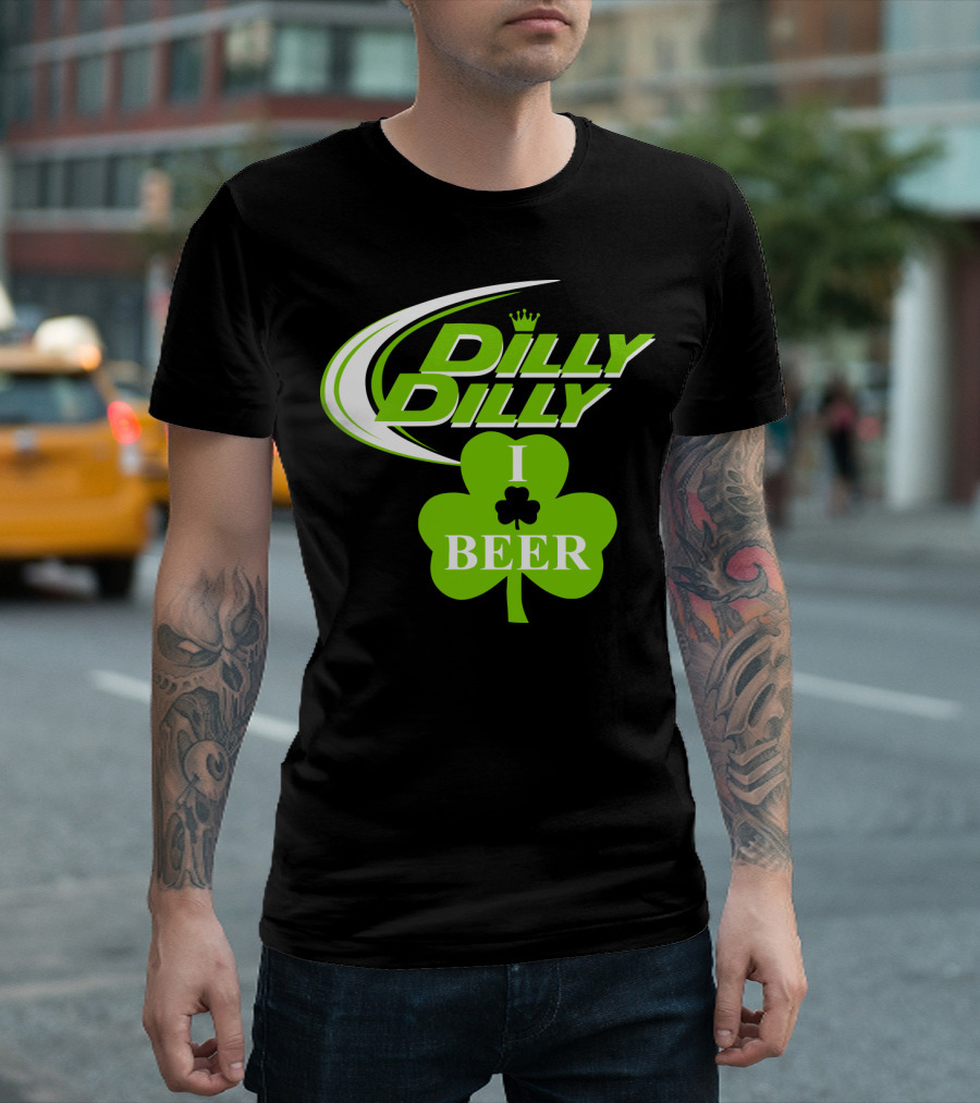Dilly Dilly I Shamrock Beer Green Clover with Crown T-Shirt
