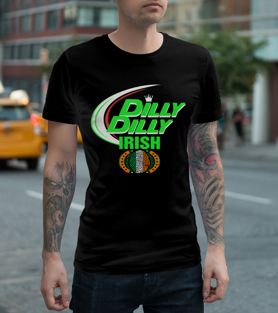 Dilly Dilly Irish St Patrick's Day With Irish Flag And Crown Motif T-Shirt