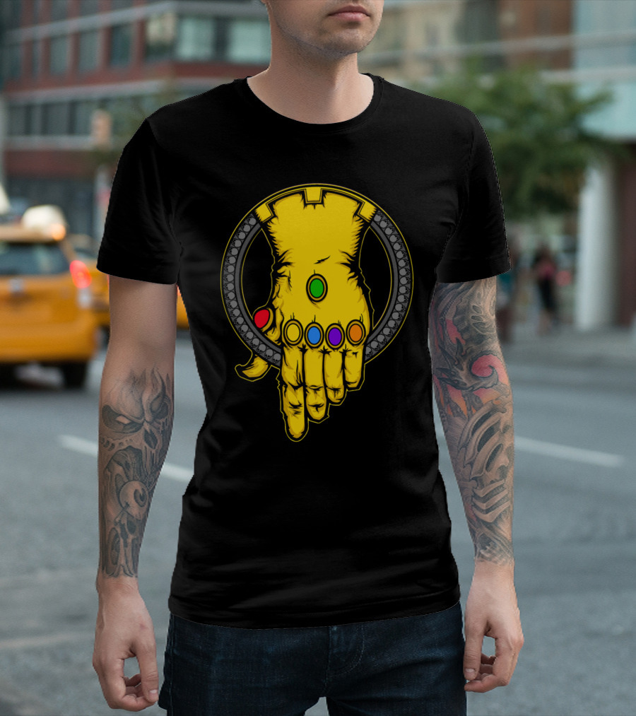 Thanos Infinity Gauntlet with Six Colorful Infinity Stones Iconic T-Shirt