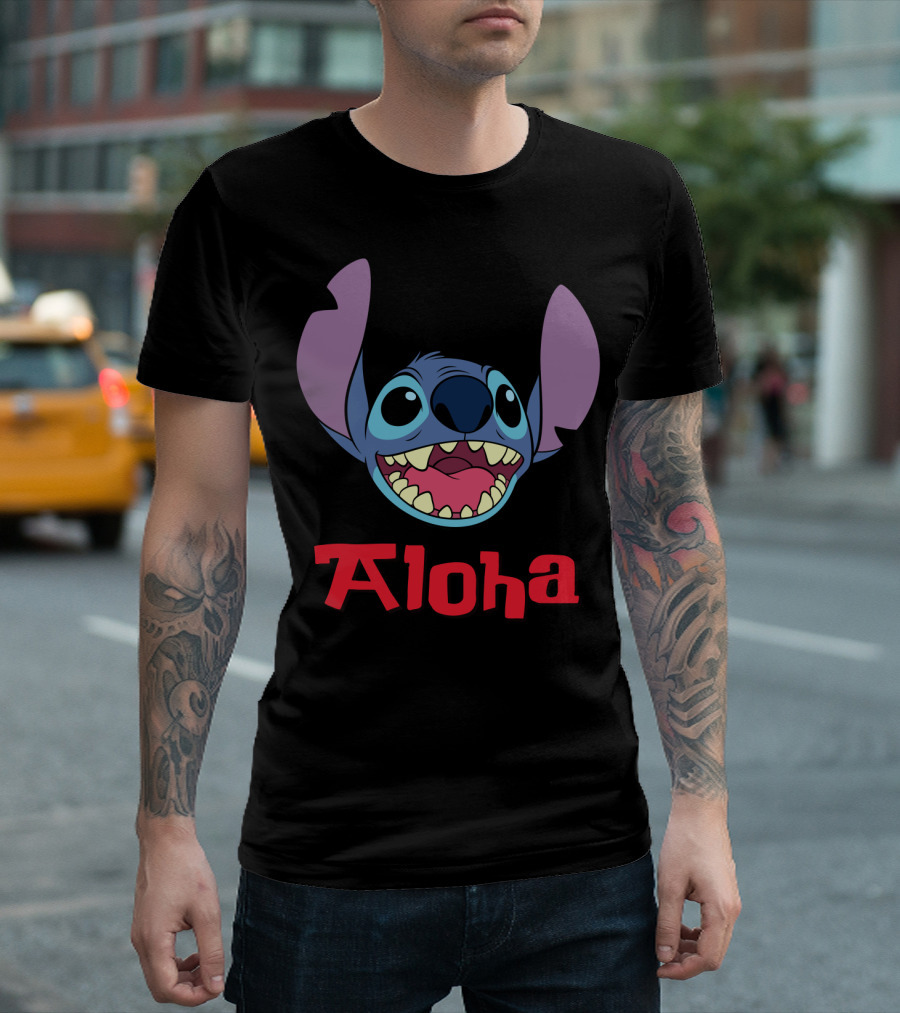 Lilo And Stitch Aloha Stitch Iconic Blue Character Smile T-Shirt