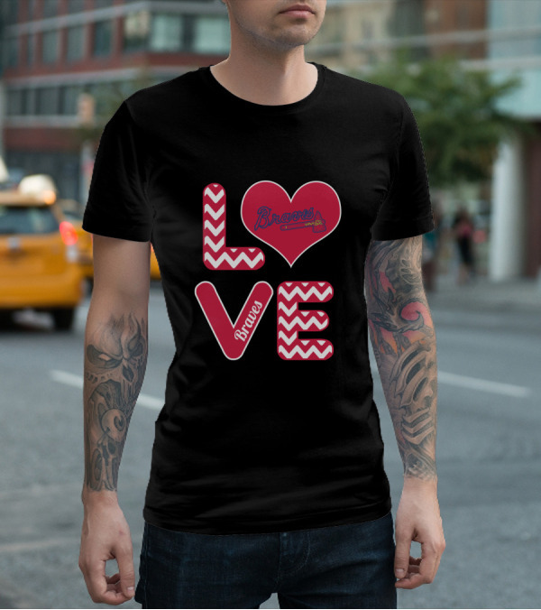 Love Braves Fans Heart Chevron Baseball T-Shirt