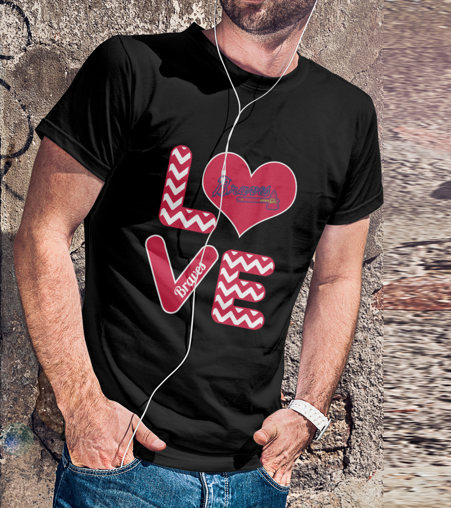 Love Braves Fans Heart Chevron Baseball T-Shirt