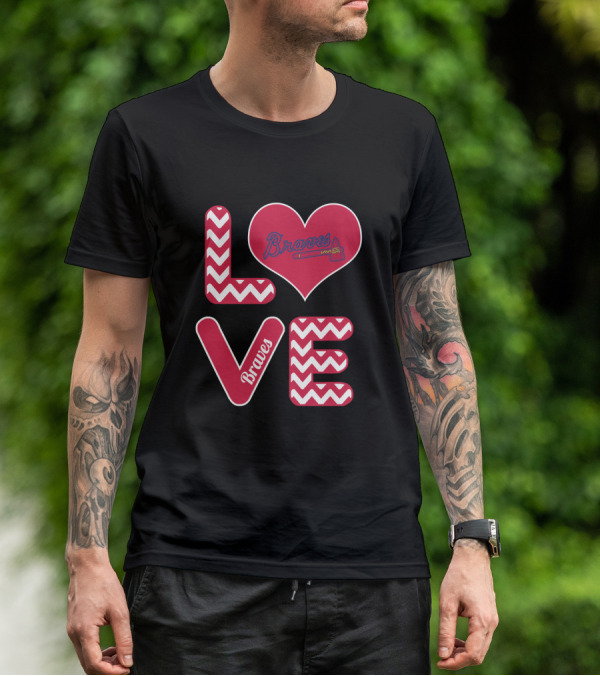 Love Braves Fans Heart Chevron Baseball T-Shirt
