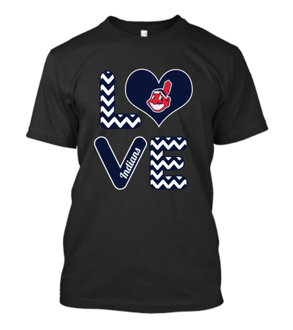 Love Heart Chevron Indians Fan Baseball Cleveland T-Shirt
