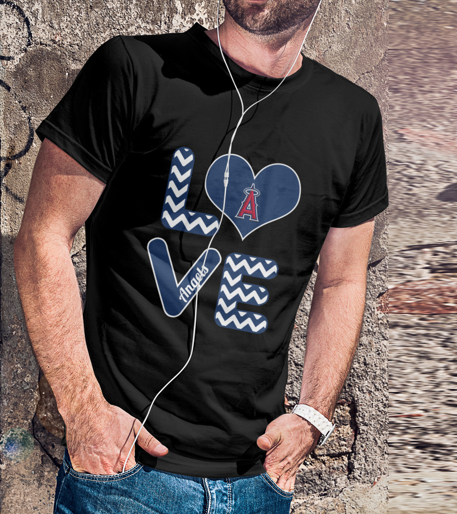 Love Angels Heart Chevron Design For Los Angeles Baseball Fans T-Shirt