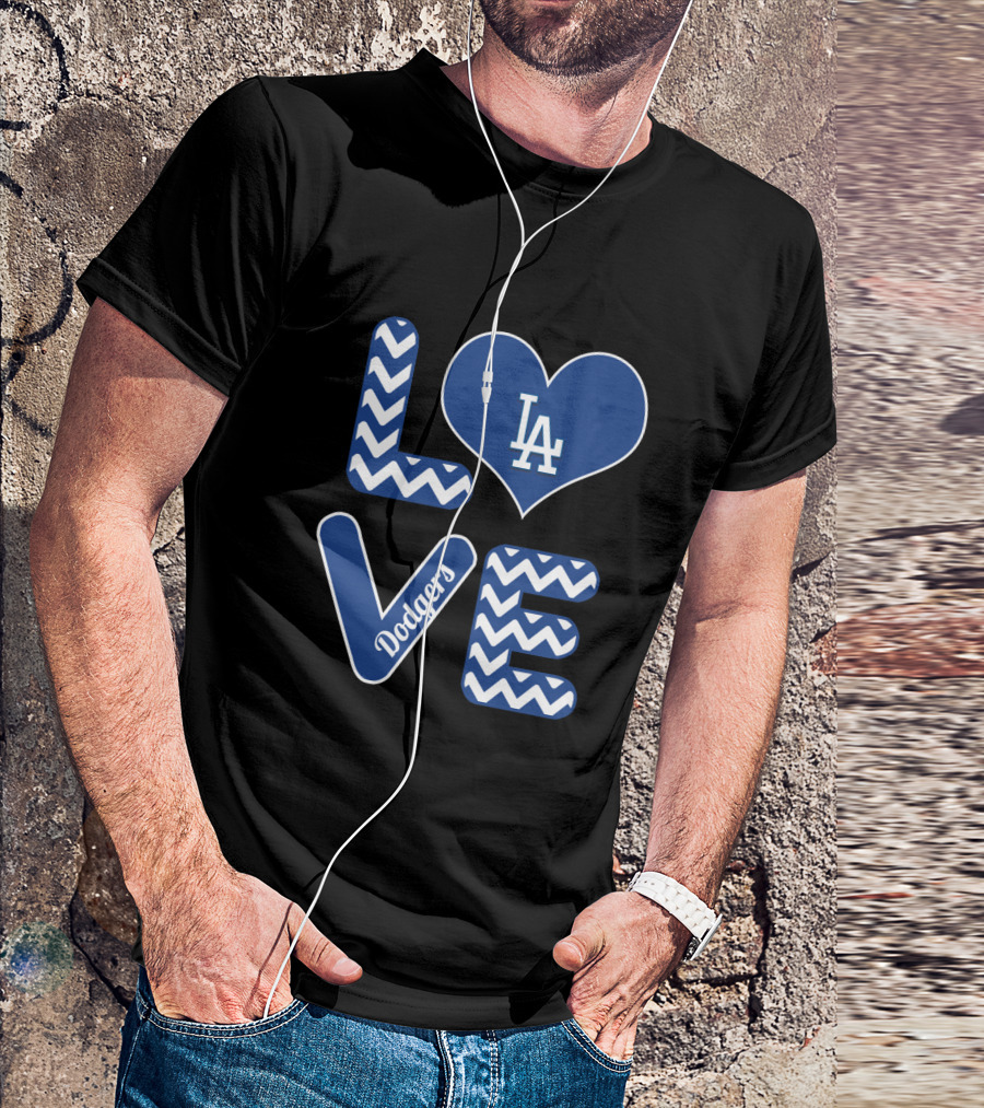 Los Angeles Dodgers Heart Love Pattern Fans Baseball T-Shirt