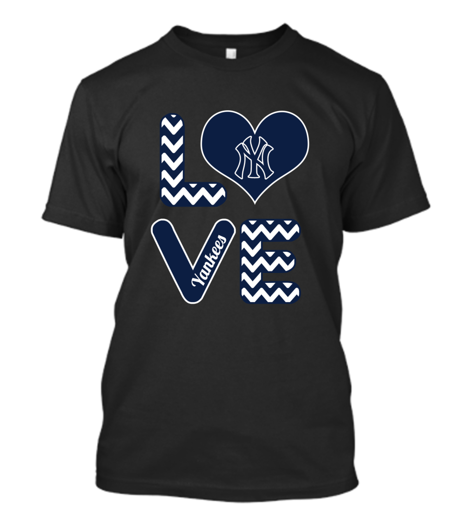 Love For New York Yankees Baseball Fans With Iconic Heart And Chevron T-Shirt