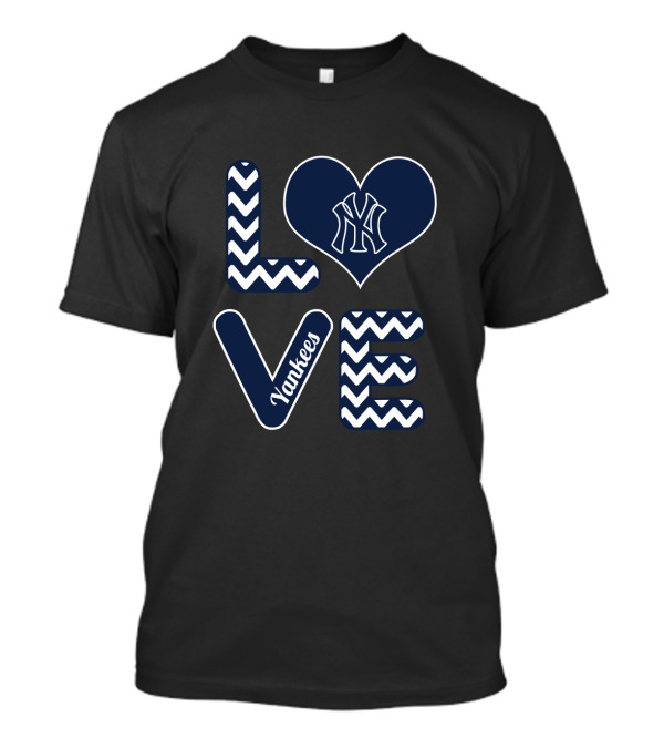Love For New York Yankees Baseball Fans With Iconic Heart And Chevron T-Shirt