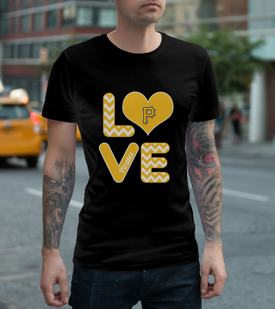 Love Pittsburgh Pirates Heart Design for Fans Baseball T-Shirt