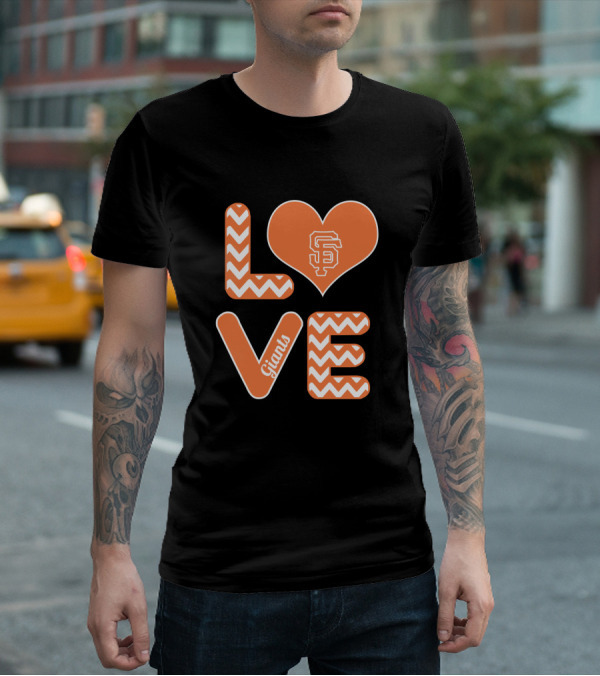 Love San Francisco Giants Heart Logo Fan Baseball T-Shirt