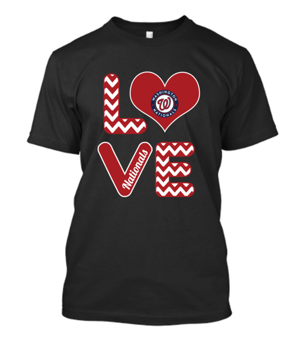 Love Washington Nationals Heart Pattern Logo Fans Baseball T-Shirt