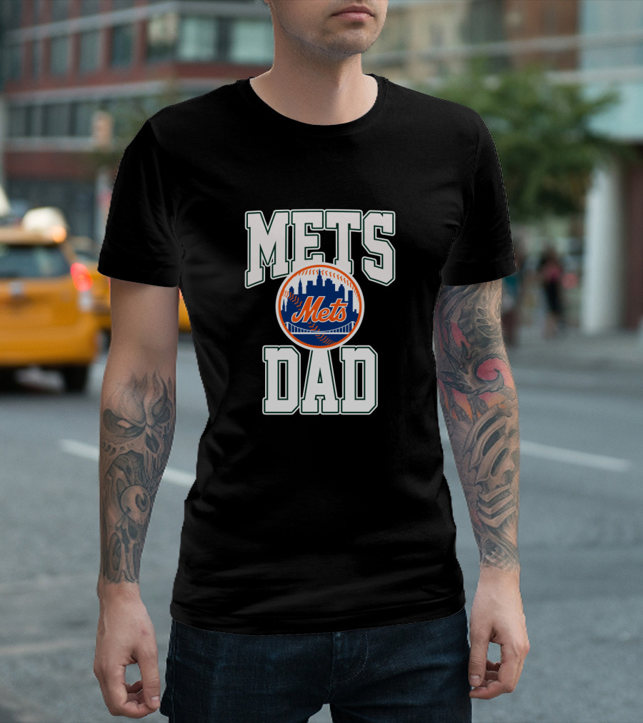 Mets Dad NYC Skyline Baseball Emblem T-Shirt