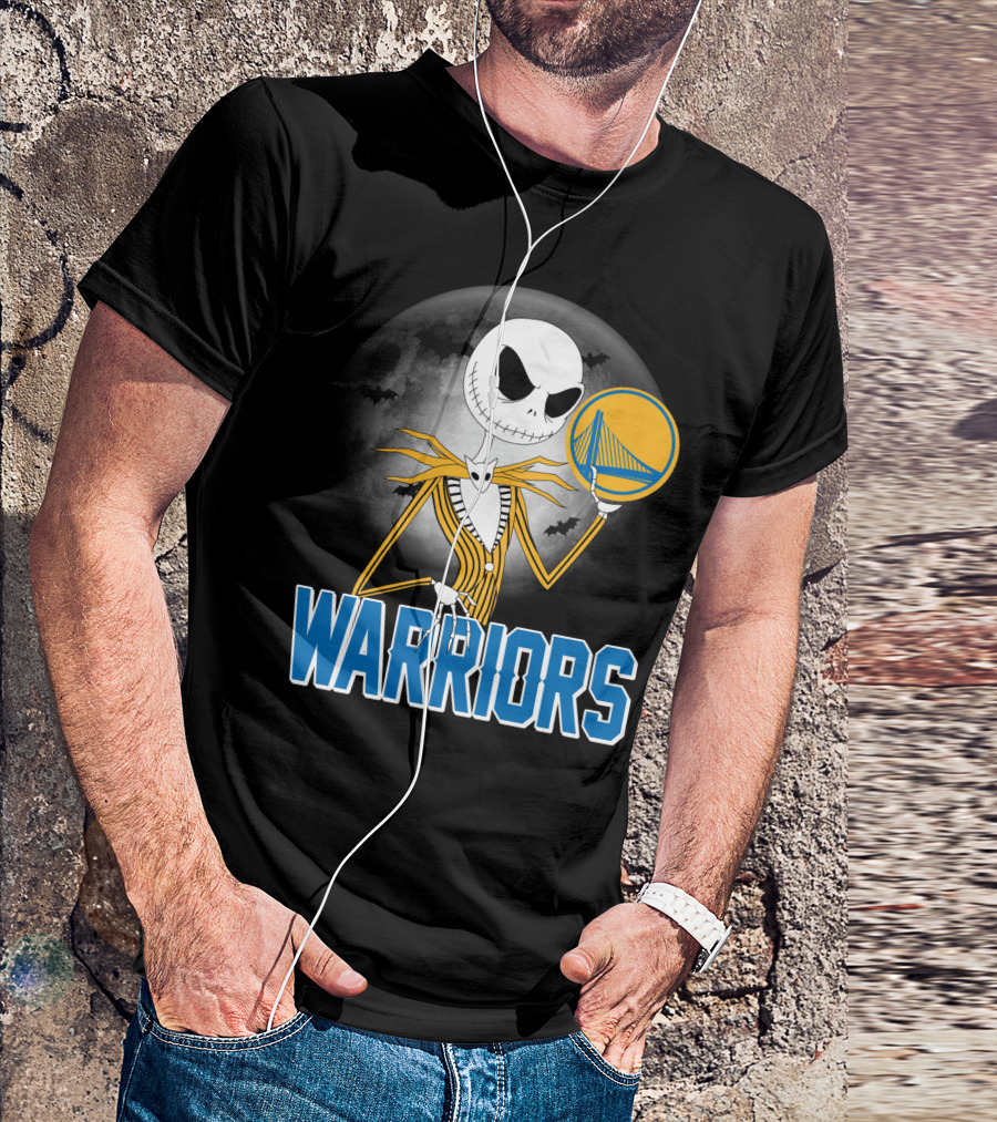 Jack Halloween Warriors Golden State Fan Basketball Moon Scene T-Shirt