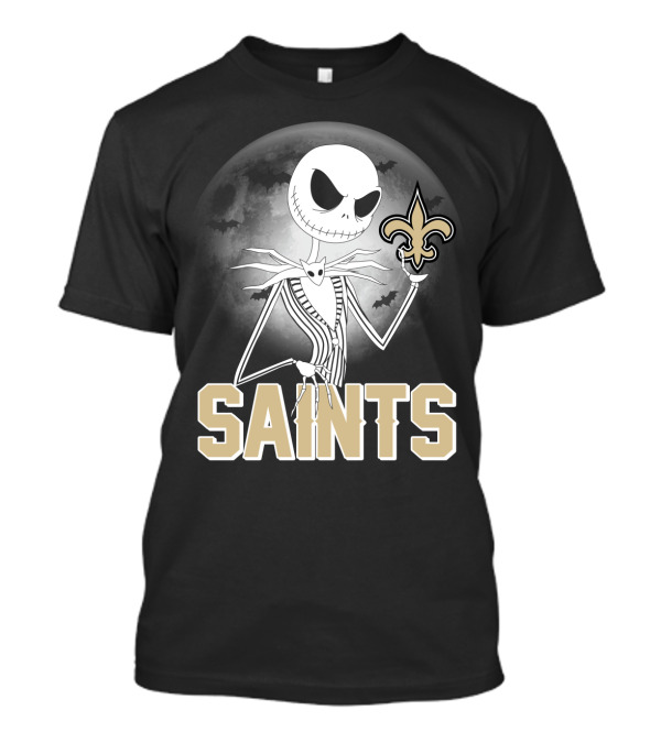 Jack Skellington Holding Fleur-De-Lis Halloween New Orleans Saints T-Shirt