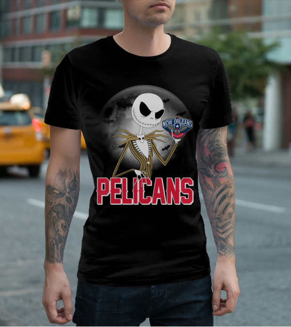 Jack Skellington Halloween New Orleans Pelicans Basketball T-Shirt