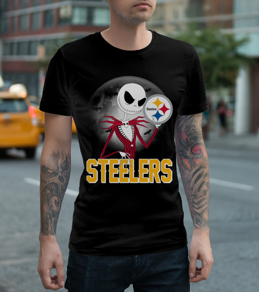 Jack Skellington Steelers Halloween Moon T-Shirt