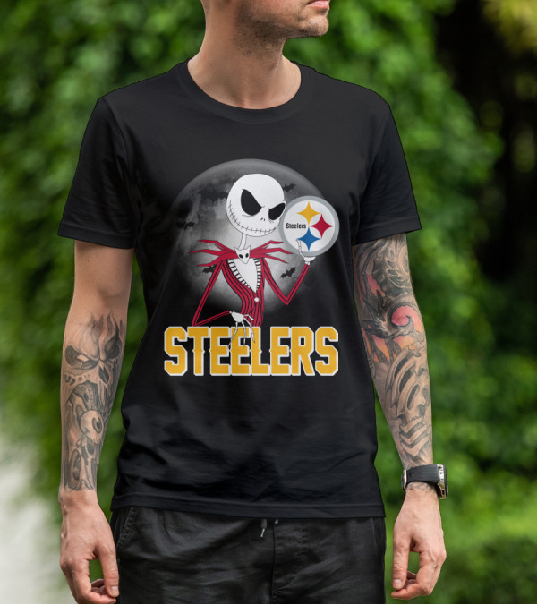 Jack Skellington Steelers Halloween Moon T-Shirt