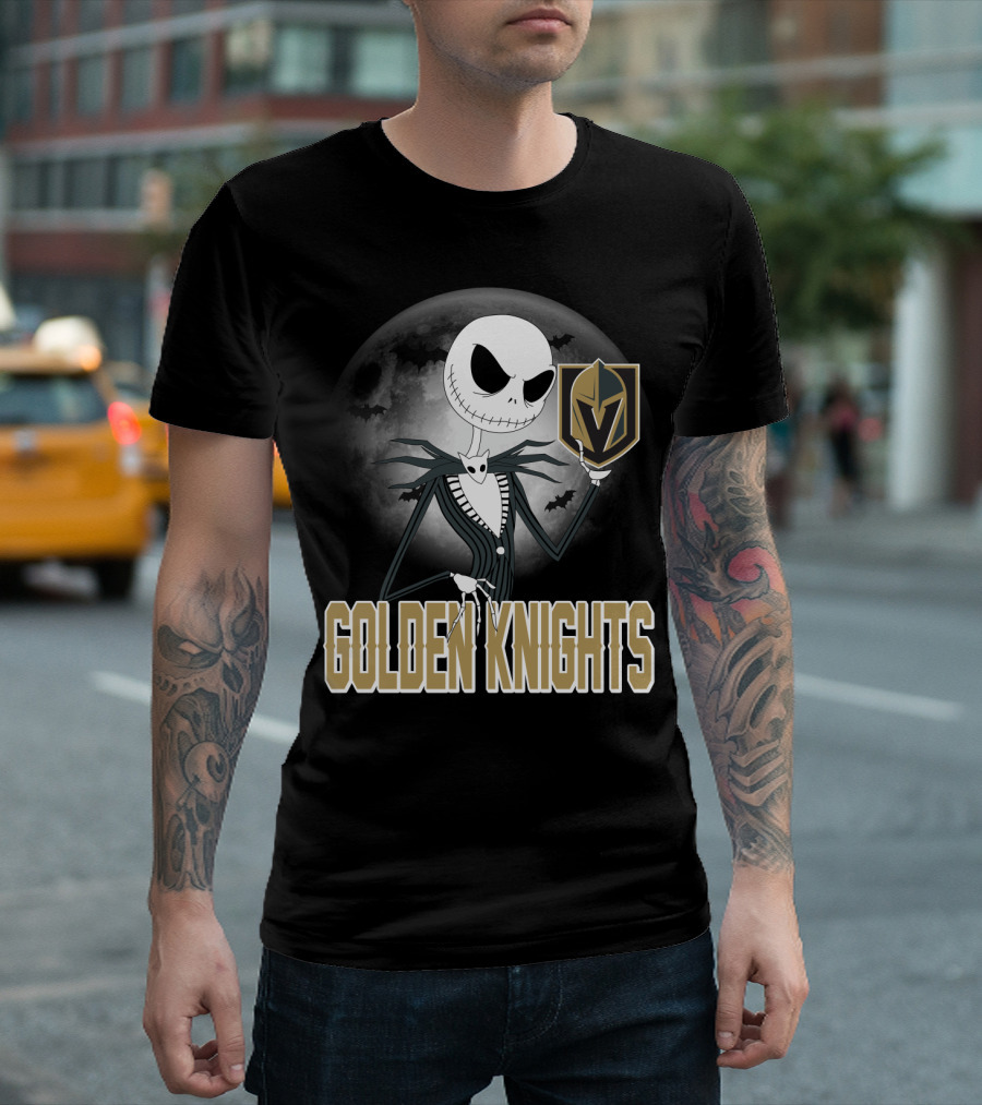 Golden Knights Jack Skeleton Halloween Moon Vegas T-Shirt