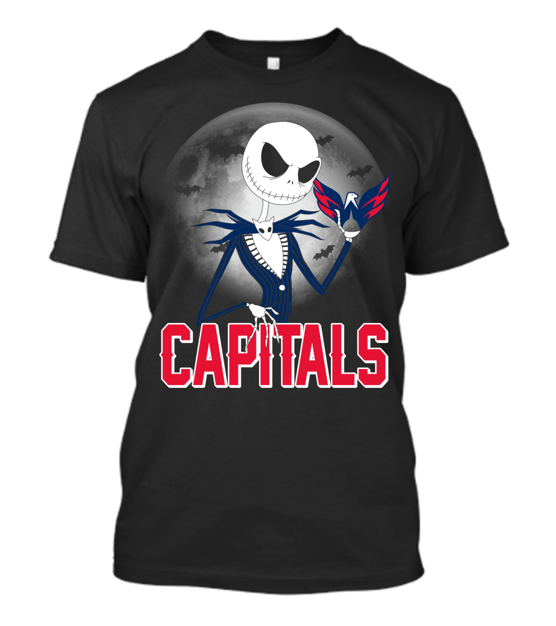 Jack Skellington Halloween Meets Washington Capitals Moon Night T-Shirt