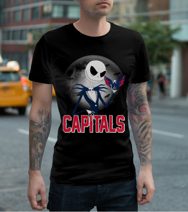 Jack Skellington Halloween Meets Washington Capitals Moon Night T-Shirt