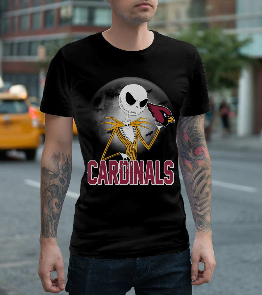 Jack Skellington Cardinals Halloween Moon Arizona T-Shirt
