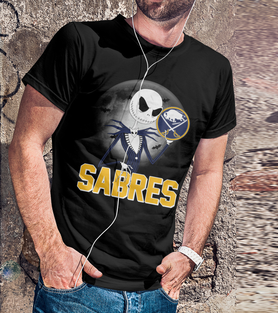 Sabres Jack Skellington Halloween Buffalo Moon Scene T-Shirt