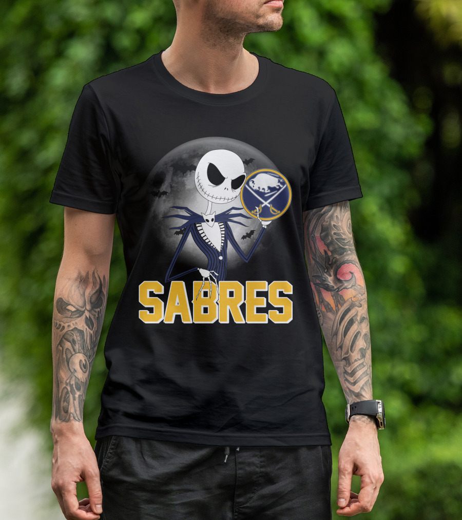 Sabres Jack Skellington Halloween Buffalo Moon Scene T-Shirt