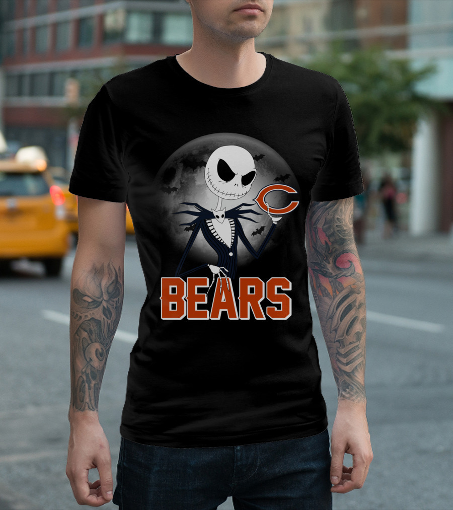 Jack Skellington Chicago Bears Halloween Moon T-Shirt