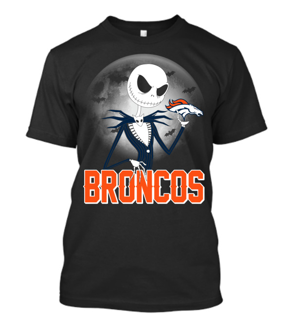 Jack Skellington Broncos Halloween Mashup Denver Broncos Sports Fan T-Shirt
