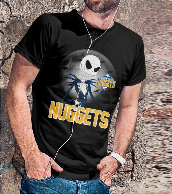 Jack Skellington Denver Nuggets Halloween Moon Bats T-Shirt