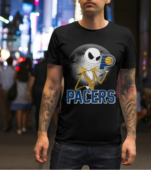 Jack Skellington Halloween Indiana Pacers Basketball Moon Bats T-Shirt