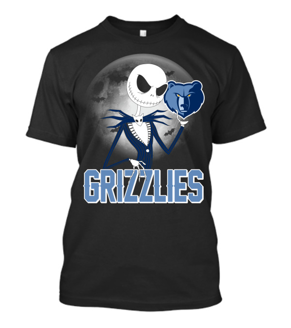 Jack Skellington Grizzlies Halloween Moon T-Shirt