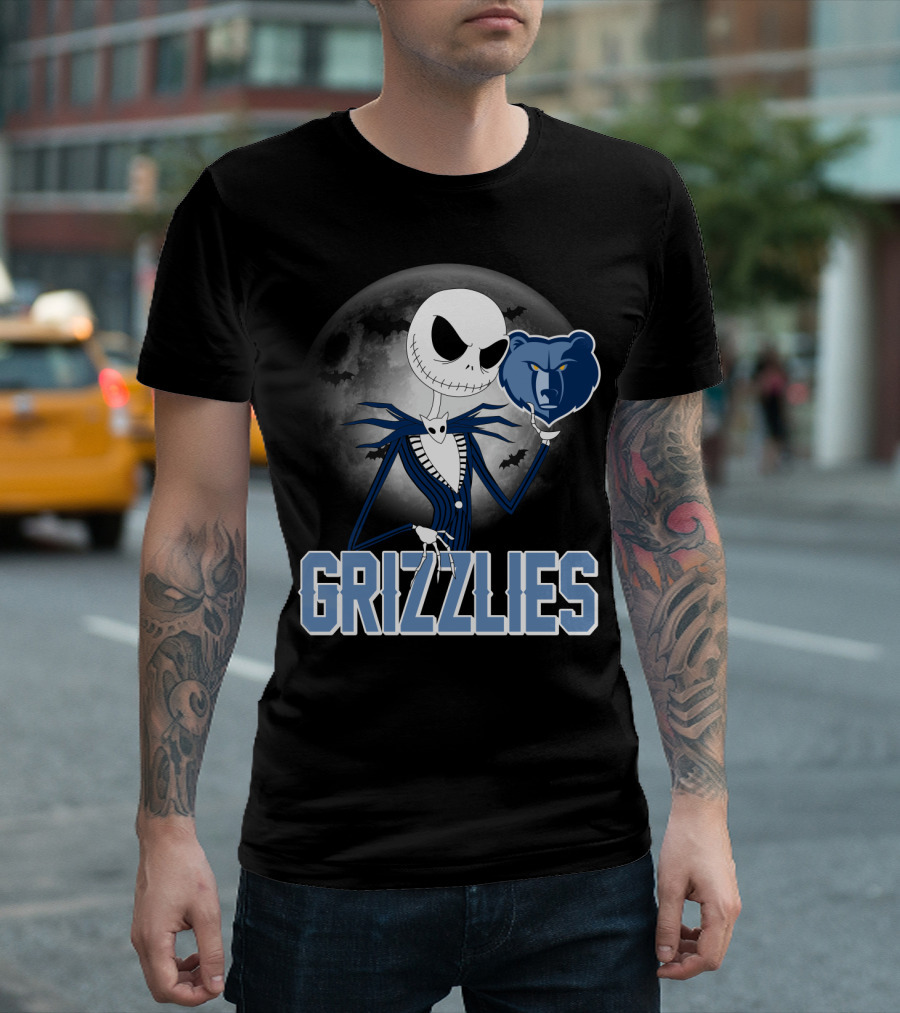 Jack Skellington Grizzlies Halloween Moon T-Shirt