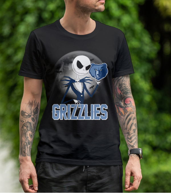 Jack Skellington Grizzlies Halloween Moon T-Shirt