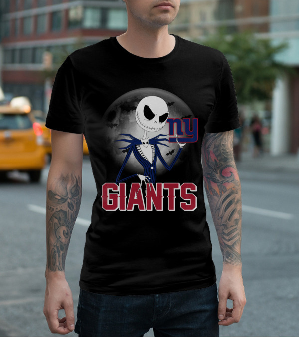 Jack Skellington New York Giants Halloween Moon T-Shirt