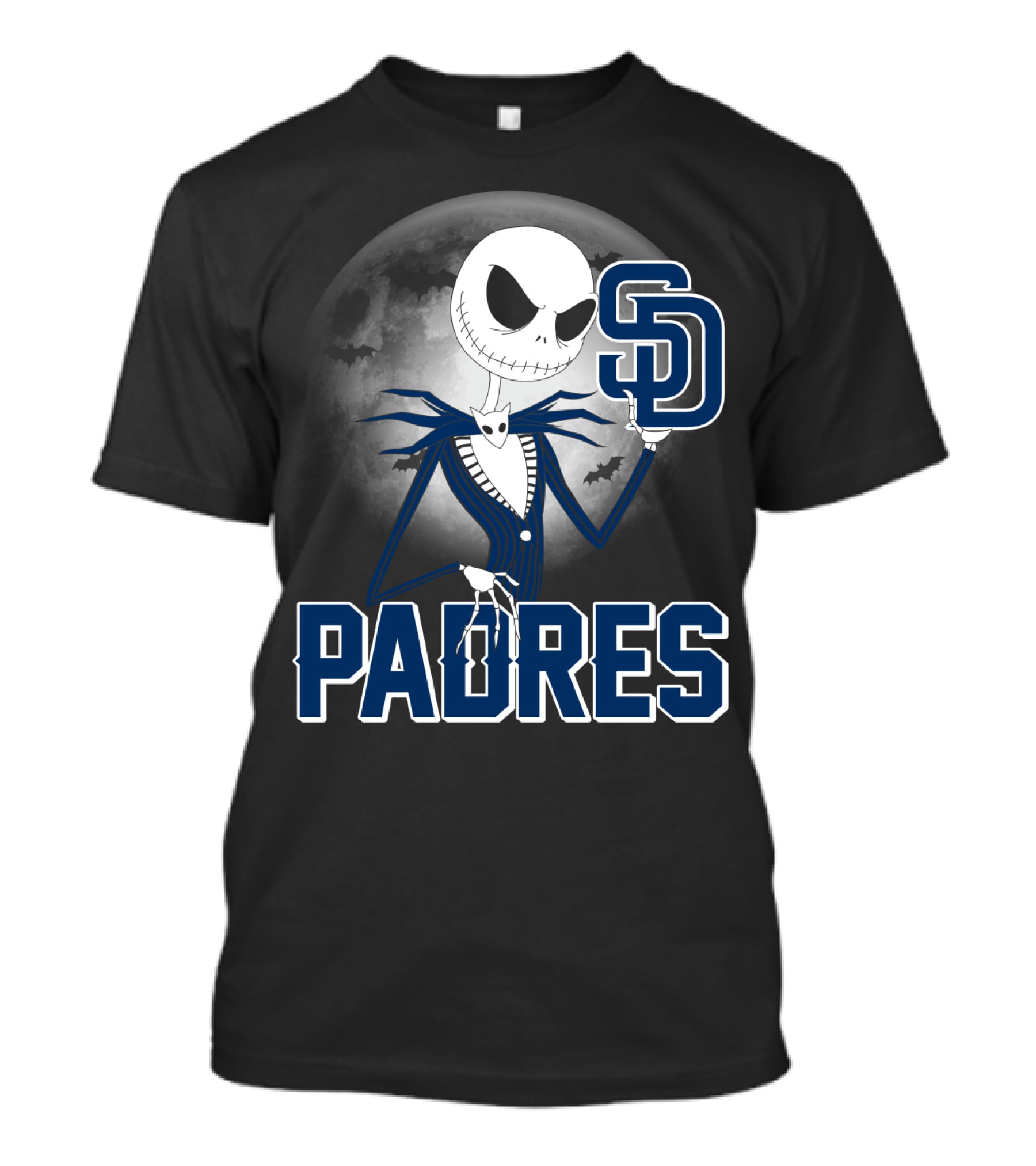 Jack Skellington San Diego Padres Halloween Moon Background T-Shirt