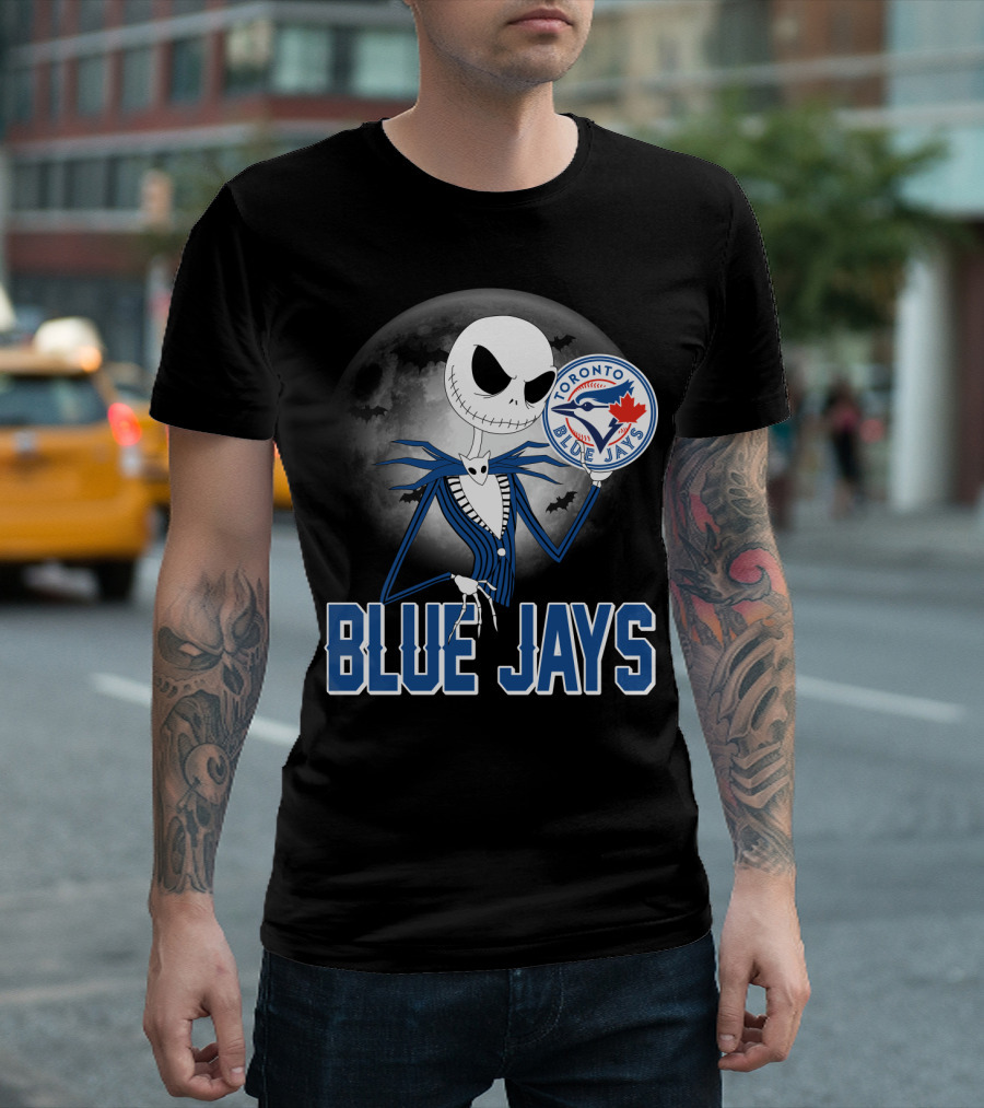 Jack Skellington Toronto Blue Jays Halloween Moon Bats T-Shirt