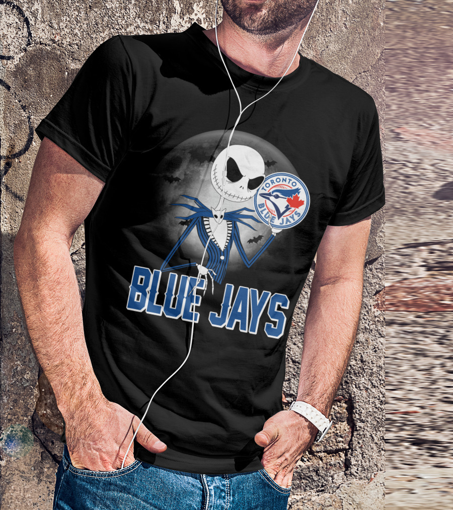 Jack Skellington Toronto Blue Jays Halloween Moon Bats T-Shirt