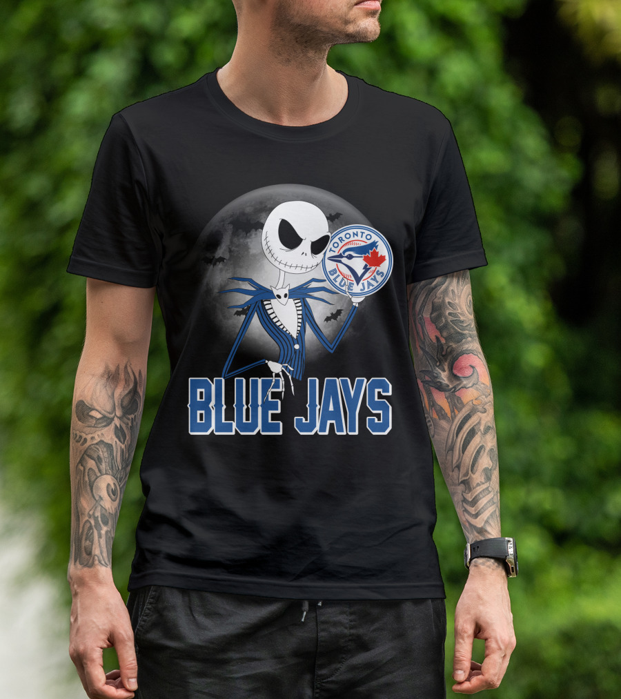 Jack Skellington Toronto Blue Jays Halloween Moon Bats T-Shirt