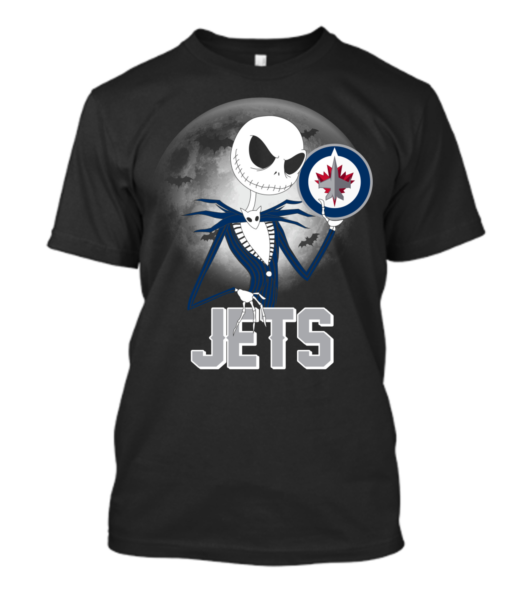 Jack Skellington Halloween Winnipeg Jets Moon Background With NHL T-Shirt