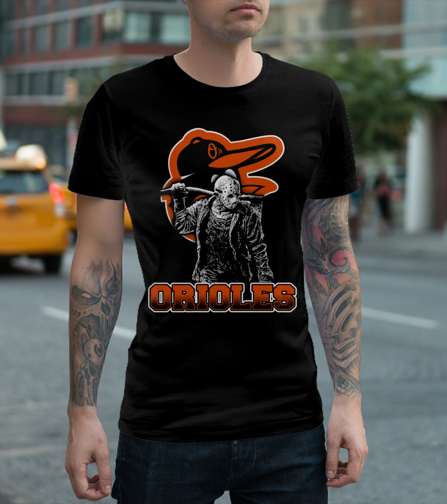 Baltimore Orioles Jason Voorhees Crossover with Iconic Orioles Bird T-Shirt