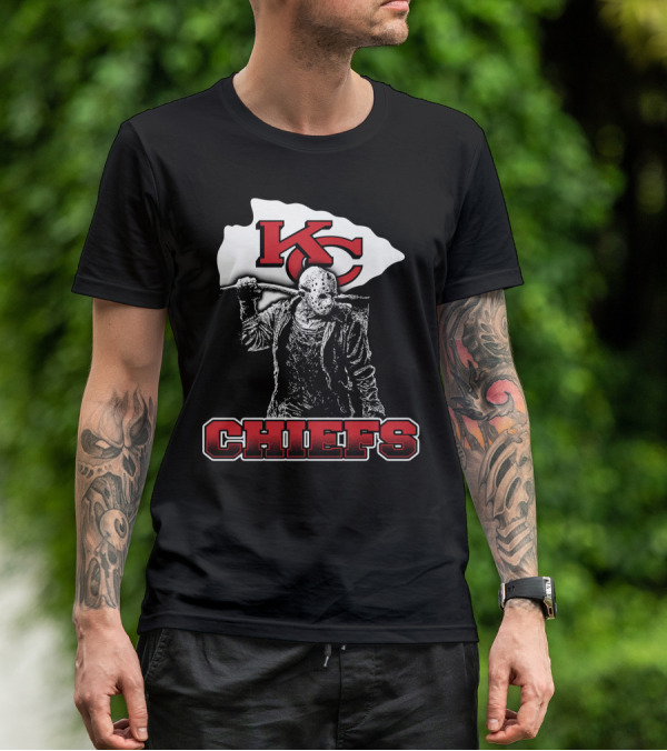Jason Voorhees With Kansas City Chiefs Logo Chiefs Fans T-Shirt