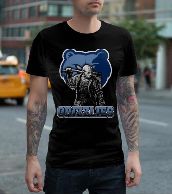 Jason Voorhees And Memphis Grizzlies Logo Crossover T-Shirt