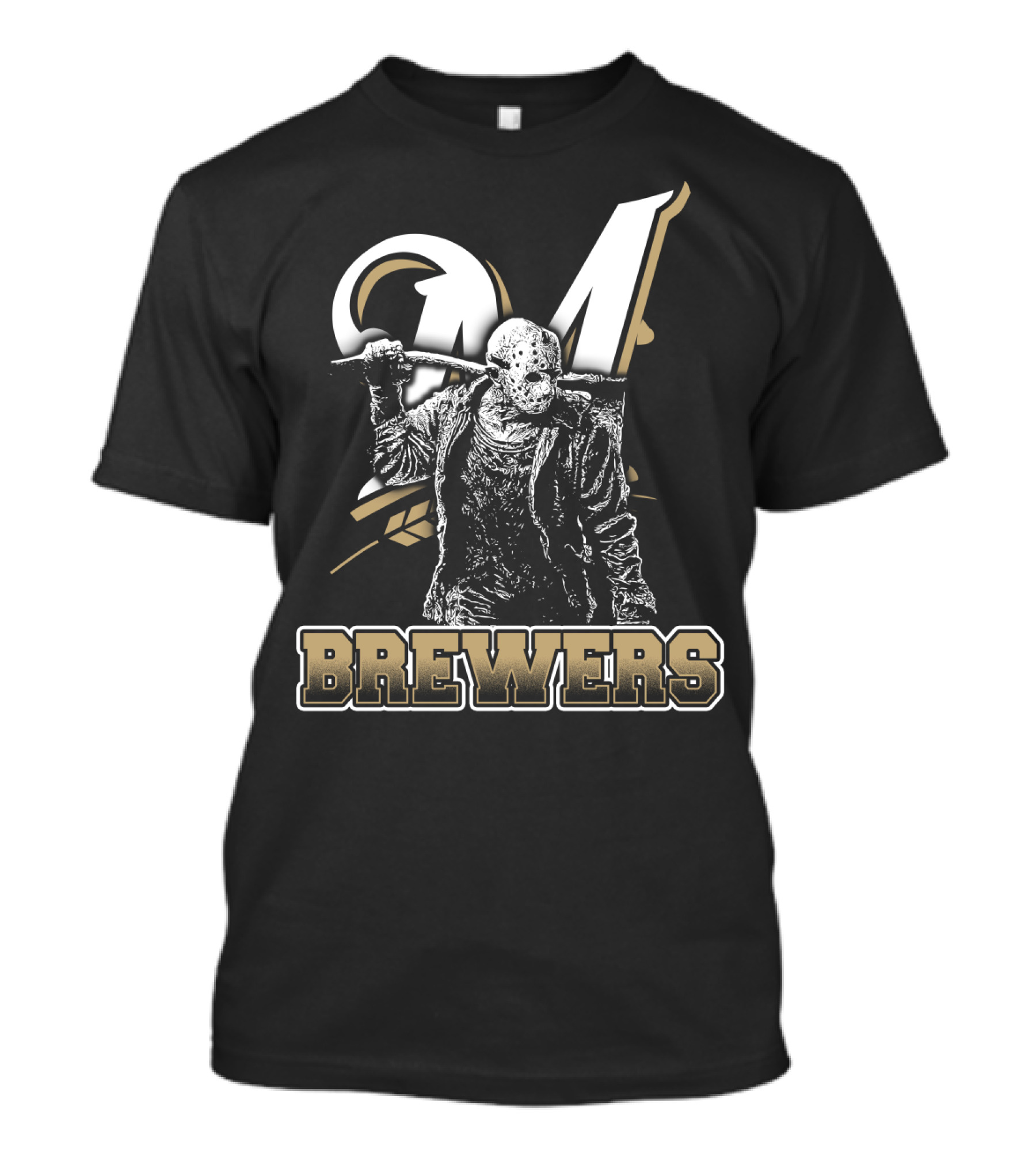 Mashup Of Jason Voorhees With Milwaukee Brewers Fans Aesthetic T-Shirt