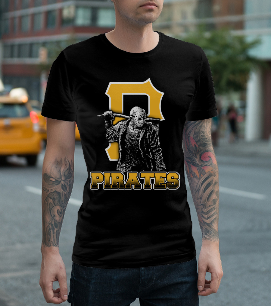 Jason Voorhees with Pittsburgh Pirates Symbol and Text Pirates T-Shirt